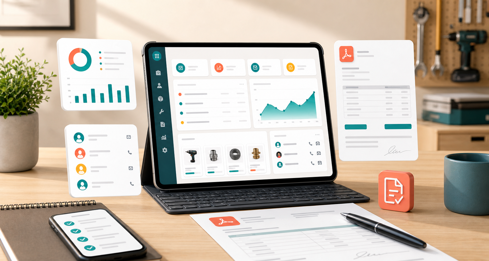 Painel com ordens, relatórios e PDF